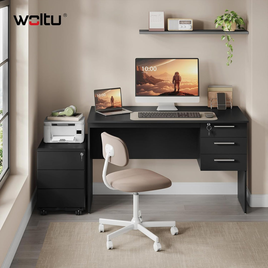 WOLTU® Schreibtisch TS59sz Computertisch Bürotisch Arbeitstisch PC Laptop Tisch, mit 3 Schubladen un
