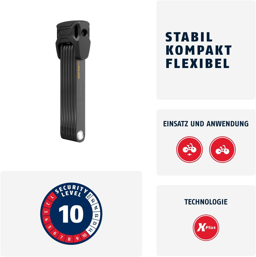 ABUS Faltschloss Bordo 6000K mit SH-Schlosshalter - Fahrradschloss mit XPlus Zylinder für hohen Mani