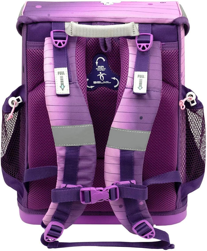 Belmil ergonomischer Schulranzen Set 4 -teilig für Mädchen 1, 2 Klasse Grundschule/Super Leicht 750-