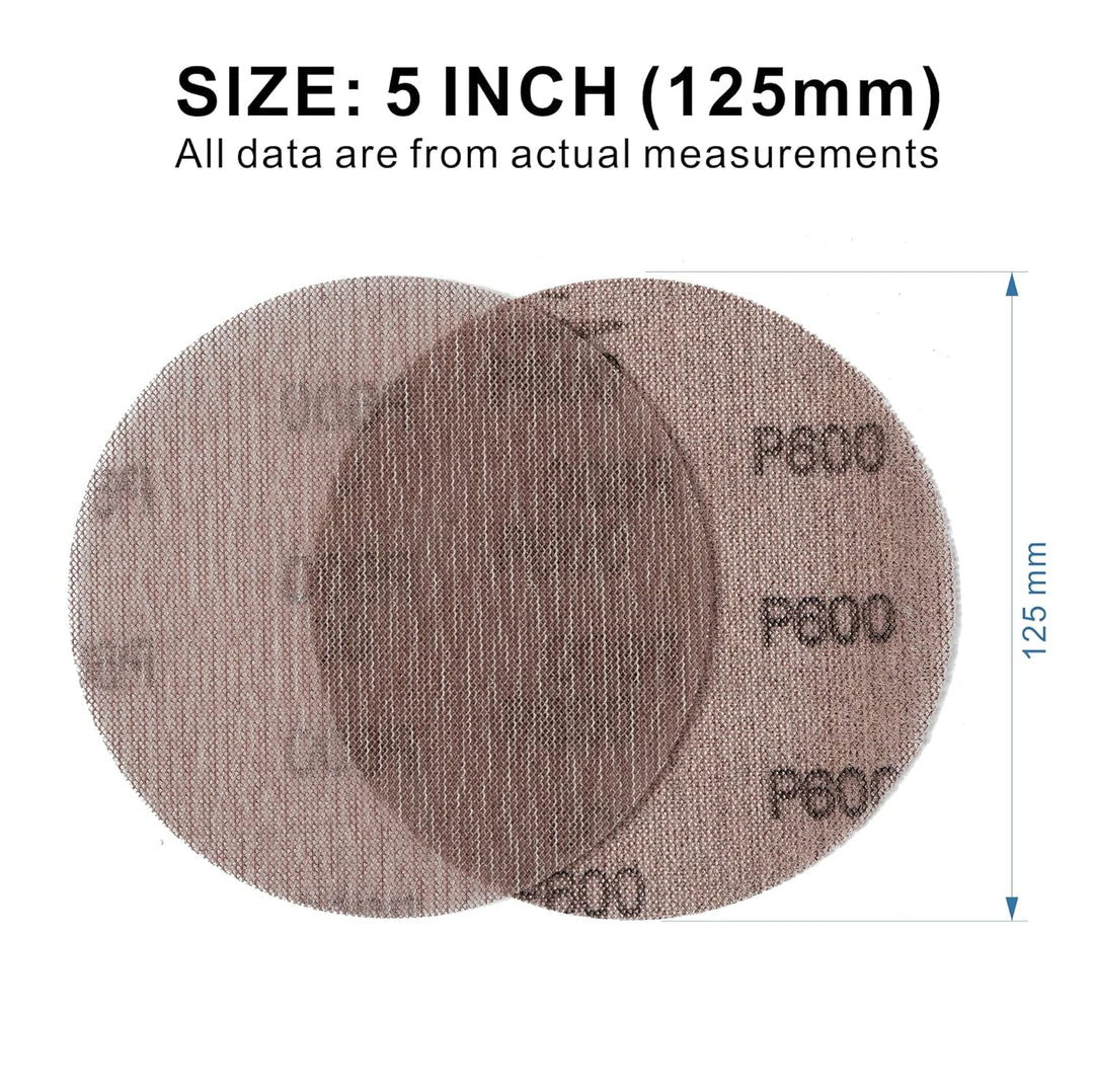 UPWOOD Schleifgitter 50 Stück 125mm Klett Körnung 600, Zum staubfreien Schleifen von Karosserie, Hol