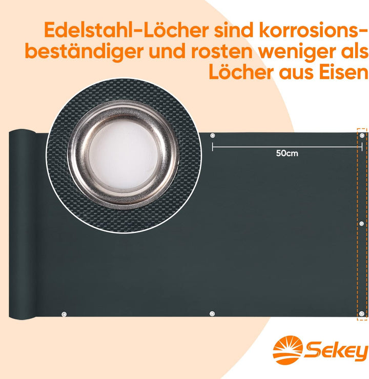 Sekey Balkon Sichtschutz Balkonabdeckung 90x300cm, Balkonsichtschutz Balkonverkleidung Oxford mit Ny