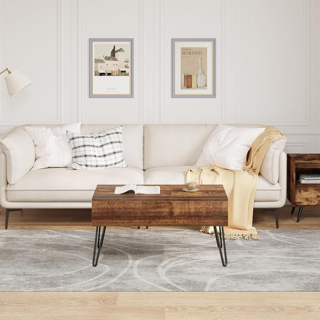 WOLTU Couchtisch, höhenverstellbarer Wohnzimmertisch, Kaffeetisch, Auszug, Versenkbarer Couchtisch,