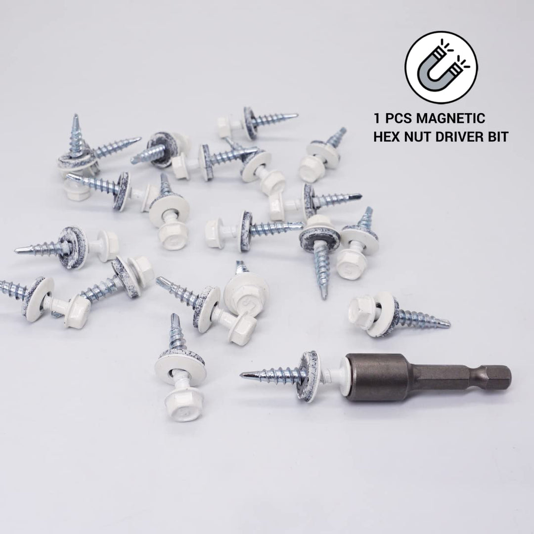 (250 Stück) Metall Dachschrauben 4,8 x 28 mm lackierte selbstbohrende Schrauben mit EPDM Unterlegsch