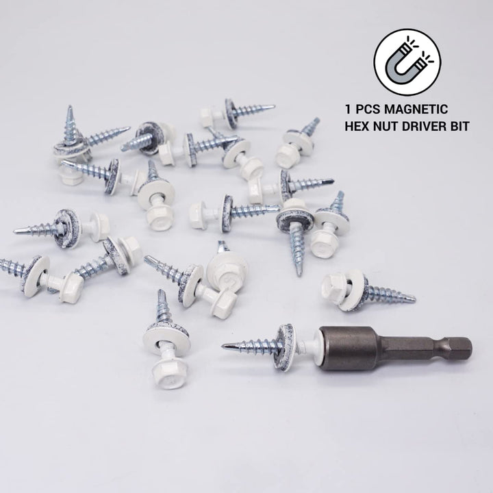 (250 Stück) Metall Dachschrauben 4,8 x 28 mm lackierte selbstbohrende Schrauben mit EPDM Unterlegsch