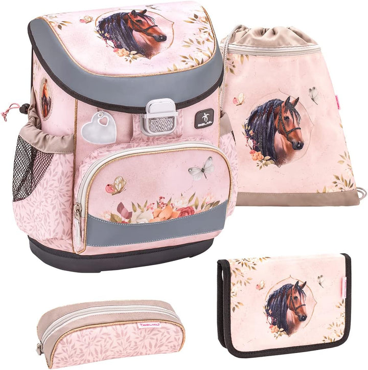 Belmil ergonomischer Schulranzen Set 4 -teilig für Mädchen 1, 2 Klasse Grundschule/Super Leicht 800-