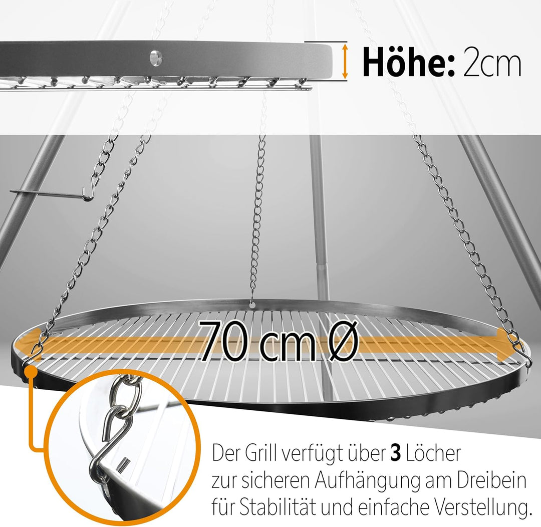 Brandsseller Edelstahl Grillrost Schwenkgrill geeignet - Rostfrei Edelstahl 18/0 Asi 430 Nickel frei