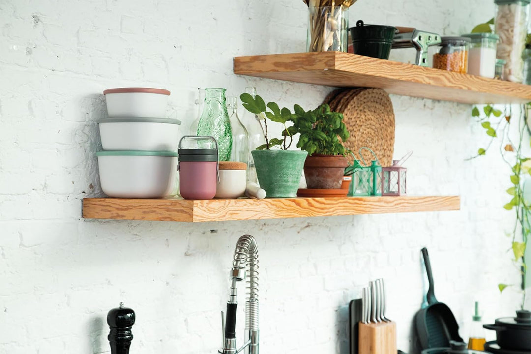 Berghoff 3950220 Set mit 3 stapelbaren Lebensmittelbehältern, Deckel aus Silikon, geeignet für Kühls