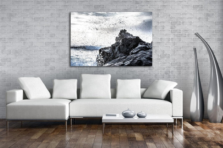 deyoli Wellen die gegen die felsigen Klippen donnern Format: 100x70 als Leinwandbild, Motiv fertig g