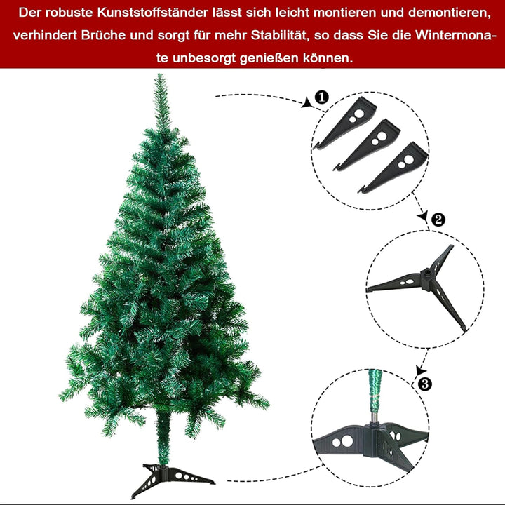 LZQ Weihnachtsbaum künstlich PVC Christbaum schwer entflammbarer Tannenbaum mit Schnellaufbau Klapps