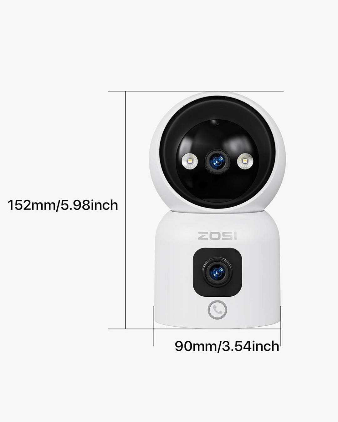 ZOSI Überwachungskamera Innen mit Dual-Objektiv 3MP+3MP, 2,4/5G WLAN, Taste/OK-Geste-Anruf, KI Perso