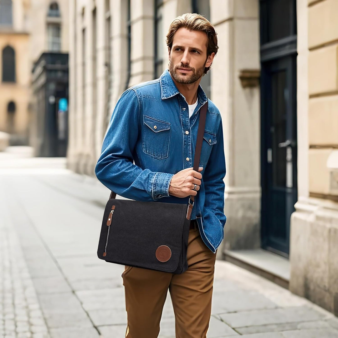 VARLIVOO Umhängetasche für Herren Schultertaschen 14" Zoll Laptoptaschen Messenger Bags Kuriertasche