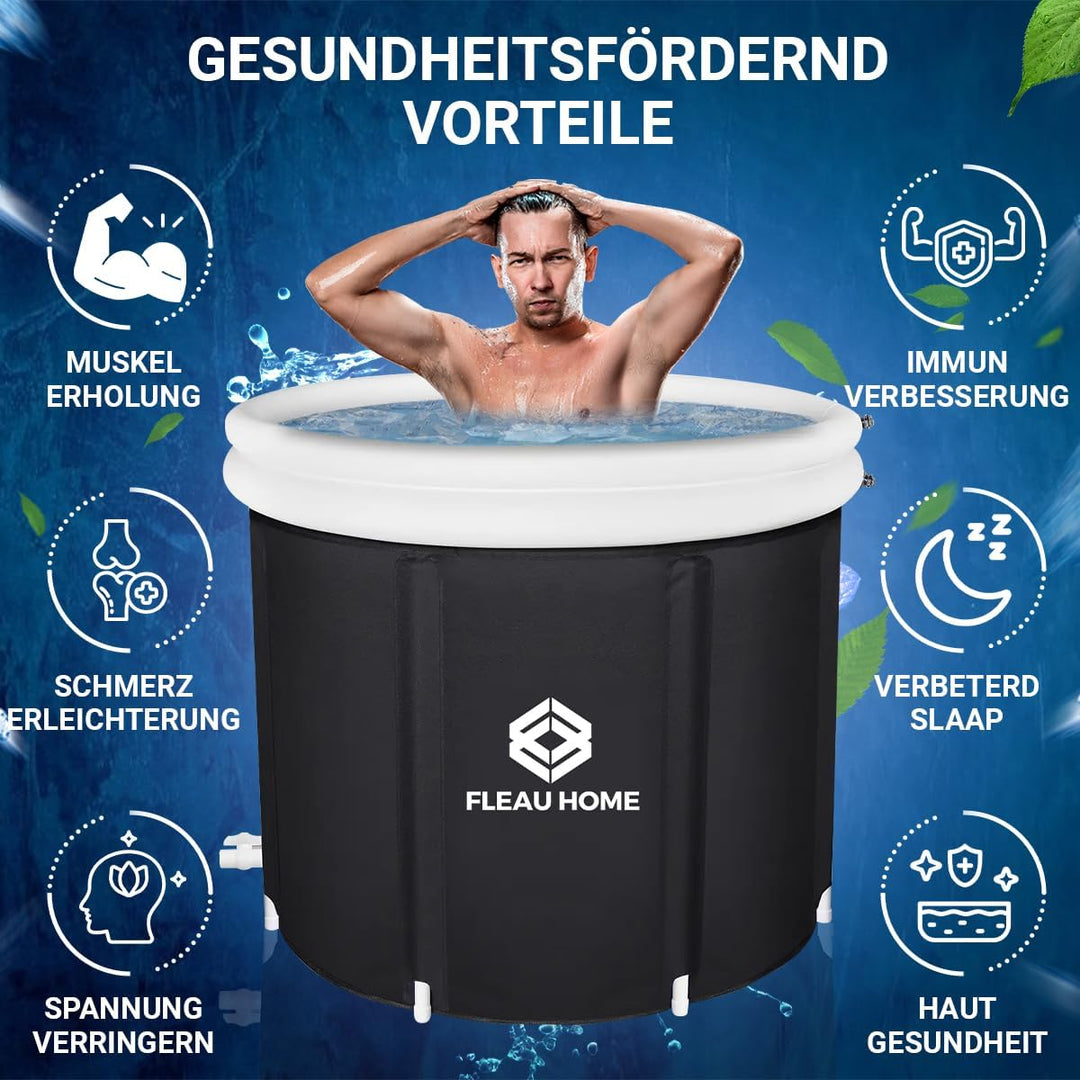 Fleau Home Eisbad XXL PRO - Sitzbad mit Deckel & Pumpe - Einzigartiges Isoliermodell - Doppelsitzkis
