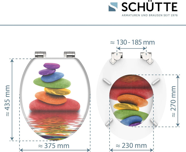 SCHÜTTE WC Sitz Holzkern COLORFUL STONES, Toilettensitz mit Absenkautomatik, passend für viele hande
