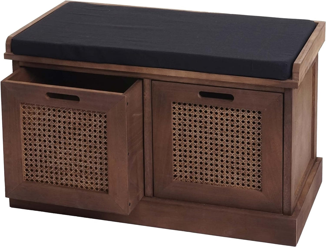 Mendler Sitzbank HWC-J49, Polsterbank Garderobenbank, Kissen Aufbewahrungsboxen Staufach 47x75x40cm