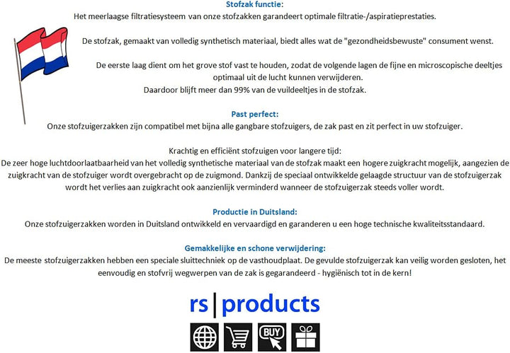 rs-products I 50x Staubsaugerbeutel kompatibel zu Swirl X351 / X 651, passend für Hoover Freespace,