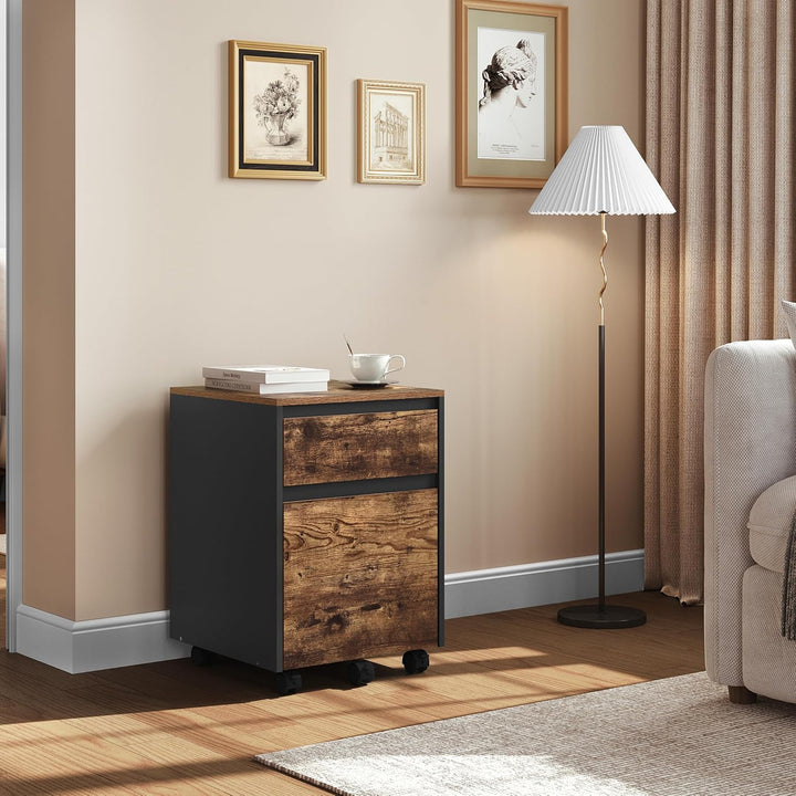 WOLTU Rollcontainer, Aktenschrank mit 2 Schubladen, mobiler Büroschrank, Schreibtisch Unterschrank,