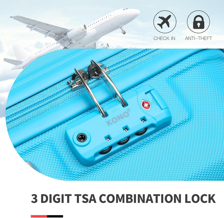 KONO Kofferset 4 Teilig Gepäcksets mit Beautycase ABS Koffer Trolleys Hartschalenkoffer Reisekoffer