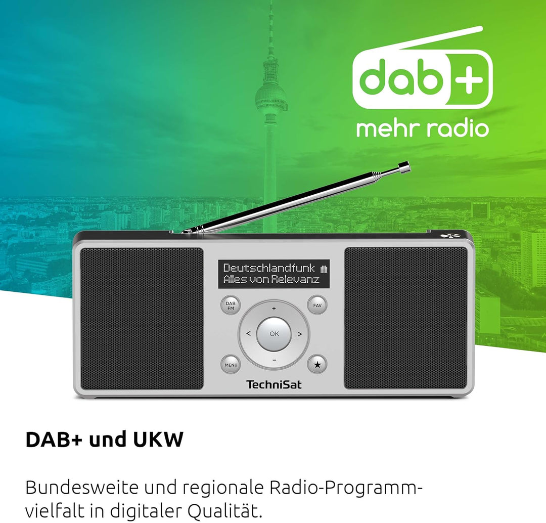 TechniSat DIGITRADIO 1 S - tragbares Stereo DAB Radio mit Akku (DAB+, UKW, FM, Lautsprecher, Kopfhör