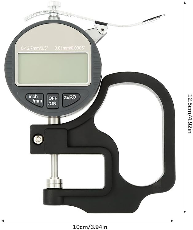 Digitales Dickenmessgerät für Papier Ledertuch Draht Messwerkzeug 0-12,7 mm Messbereich (Genauigkeit