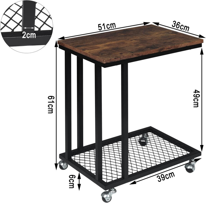 WOLTU Beistelltisch Kaffeetisch Couchtisch Sofatisch Nachttisch Betttisch Laptoptisch mit Rollen, Wo