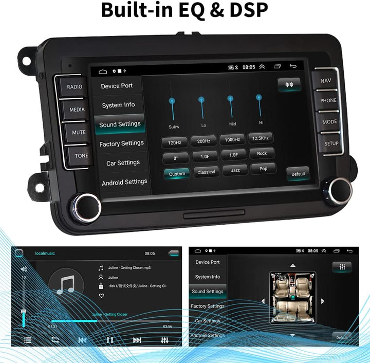 Android Wireless Carplay Autoradio mit Navi für VW Golf 5 6 Polo Passat, 7 Zoll Touch Display Radio