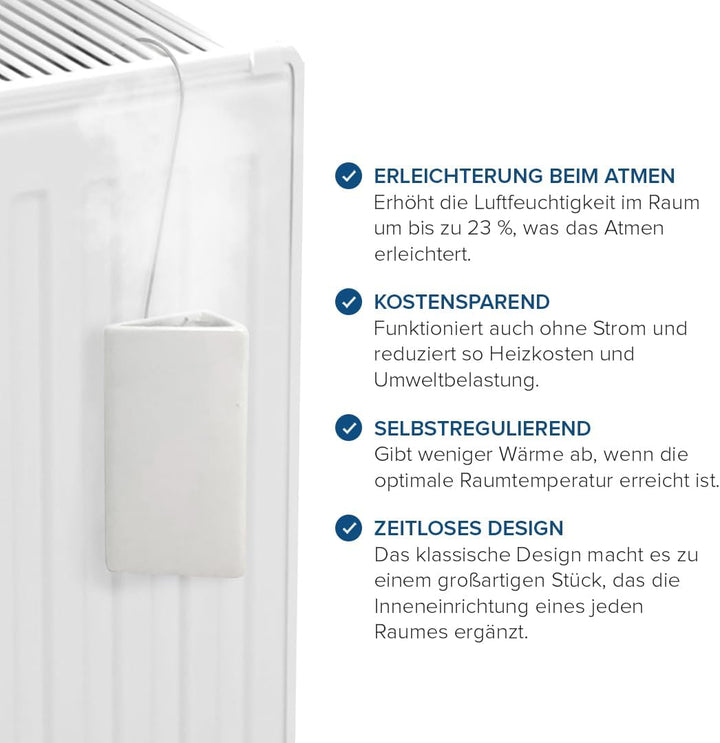 Joeji's Kitchen Heizkörper Luftbefeuchter 4er-Set/Luftbefeuchter Heizung mit weisser Keramik als Rau