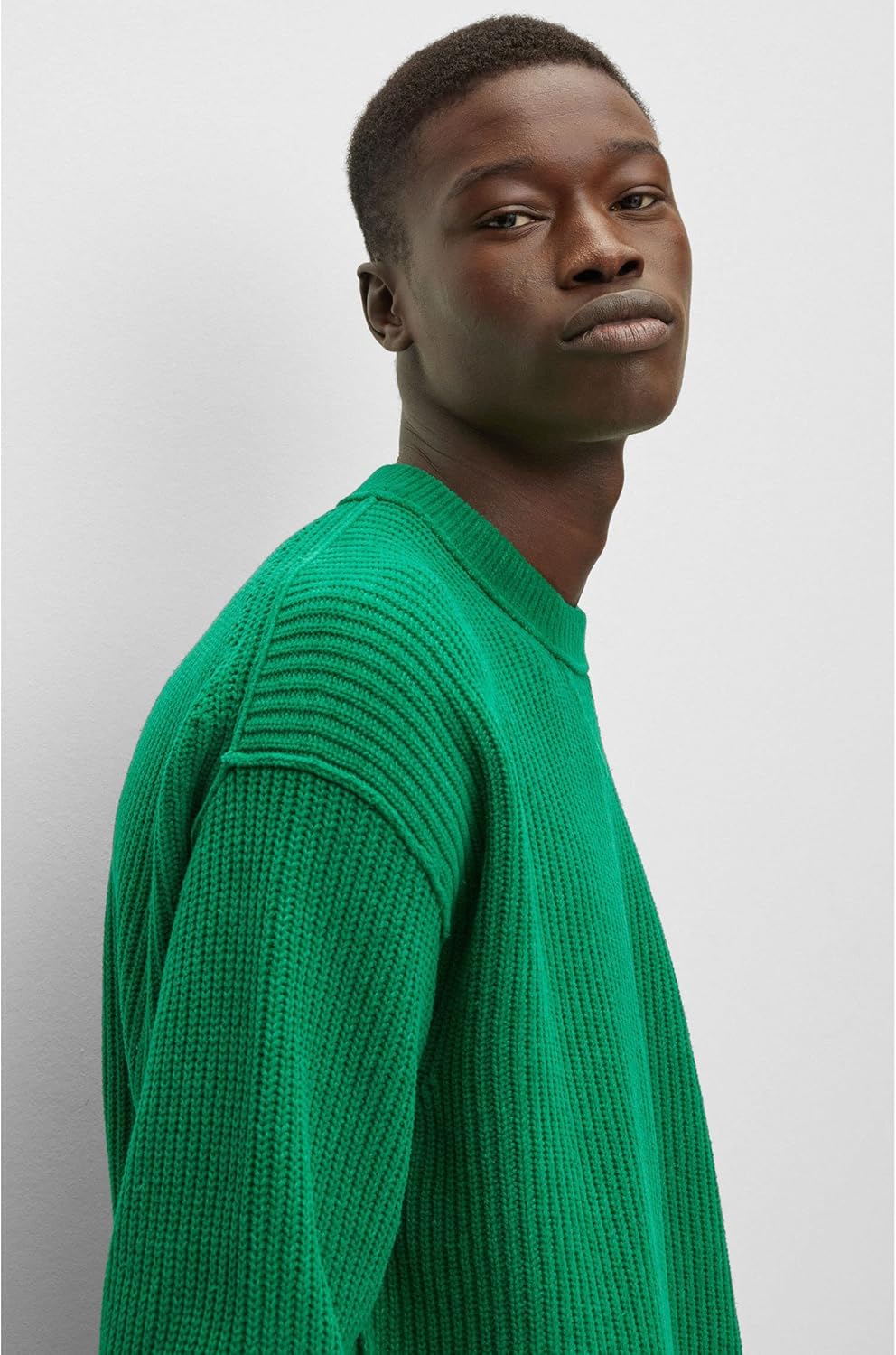 BOSS Herren Kinillo Pullover aus Reiner Baumwoll-Chenille S Medium Green312, S Medium Green312