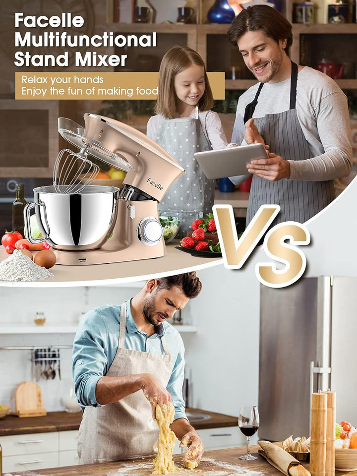 Küchenmaschine, Facelle 8,5 L Teigknetmaschine, 6+1 Geschwindigkeit Teigmaschine,1500W Rührmaschine