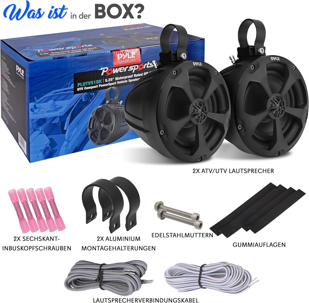 PYLE 2-Way Dual Waterproof Off-Road Speakers - 5.25 Inch 1000W Marine Grade Wake Tower Speakers Syst