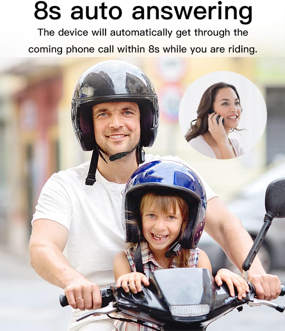 QSPORTPEAK Motorrad Helm Bluetooth 5.1 Headset, E1+ mit CVC-Geräuschunterdrückung Funktion und 3D-So