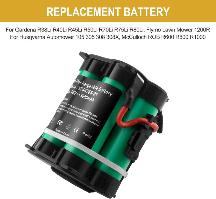 GOOALITY 2.5Ah 18V Lithium Akku Kompatibel mit Gardena R38Li R40Li R45Li R50Li R70Li R75Li R80Li Fly