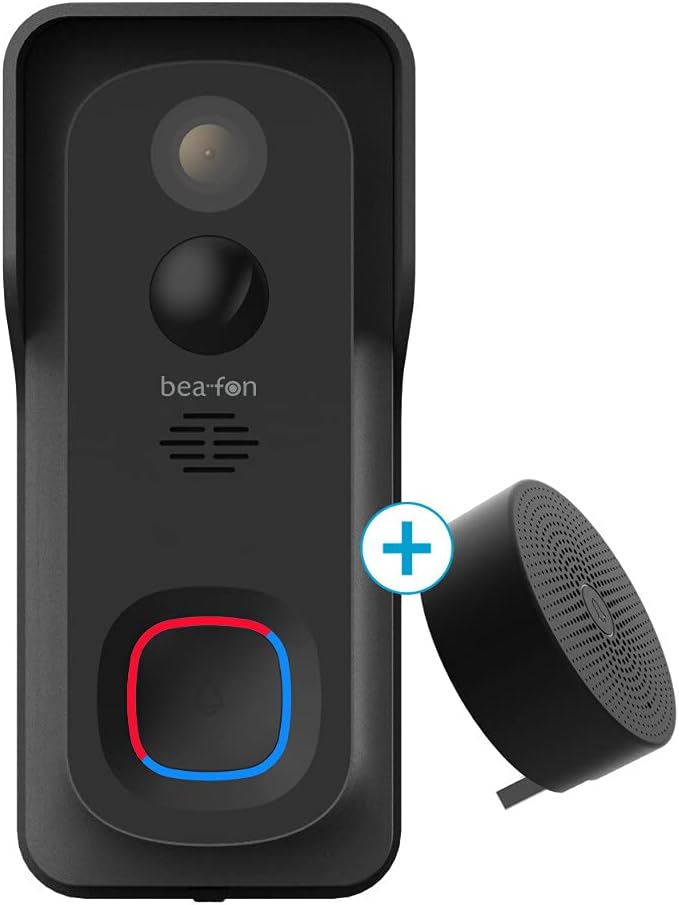 Beafon, Smarthome, Visitor 1V, Outdoor Videotürklingel mit Glocke, Kamera Full HD 2 MP, 2,4G WiFi, A