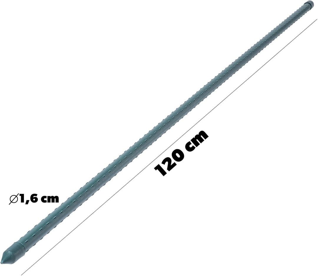 KADAX Blumenstütze aus Stahl 10 Stück, 120cm x 16mm Beschichtete Pflanzstab, Pflanzen-Rankstab, wett