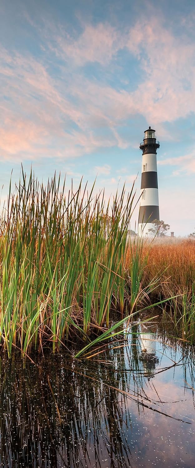 Glasbild Panorama | Wandbild aus Echtglas | Leuchtturm | 100x40 cm | inkl. Aufhängung und Abstandsha