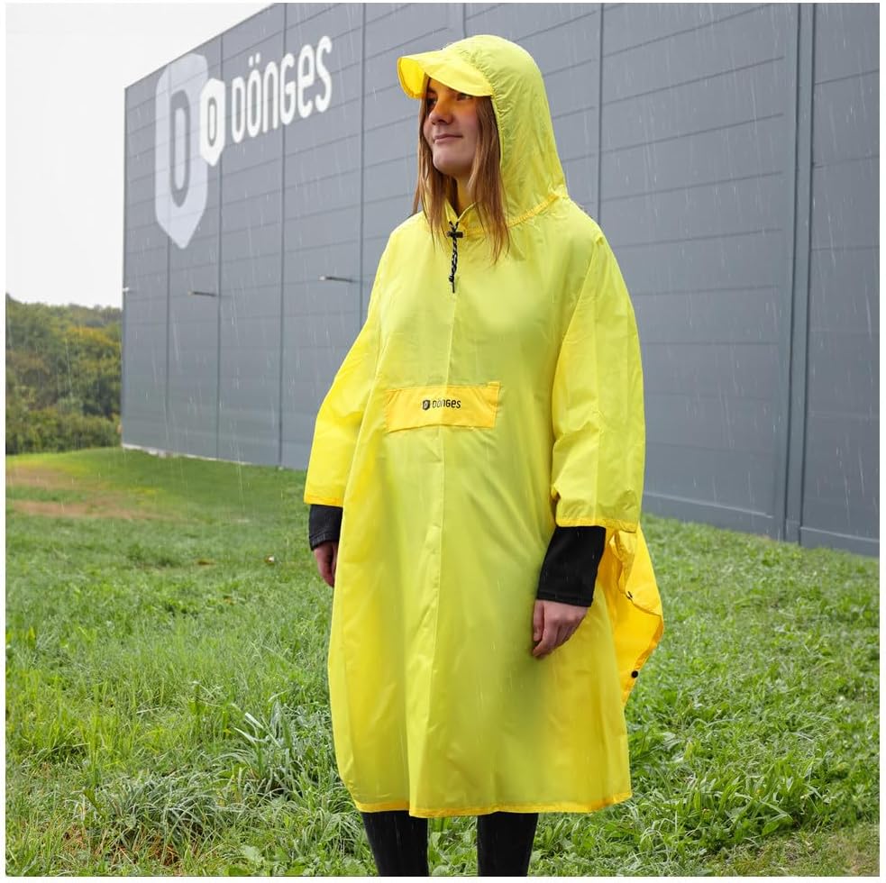 Dönges 4-in-1 Regenponcho mit Ärmeln in 4 Farben | Atmungsaktiv, Wasserdicht & Vielseitig mit Brustt
