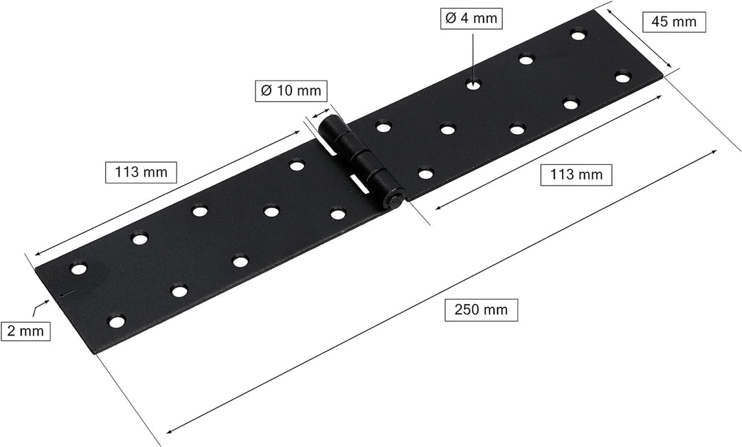 KOTARBAU® 10er Set Kistenband 250x45 mm Gerollt Schwarz Möbelscharnier Möbelband Robust 250x45 mm Sc