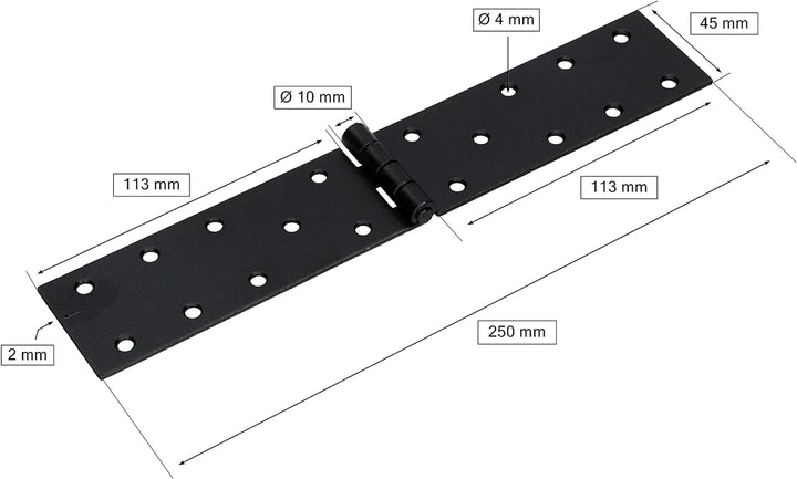 KOTARBAU® 10er Set Kistenband 250x45 mm Gerollt Schwarz Möbelscharnier Möbelband Robust 250x45 mm Sc