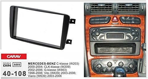 CARAV 40-108* doppel DIN Autoradio Radioblende mit Metallrahmen für Mercedes Benz C-Klasse(W203)2000