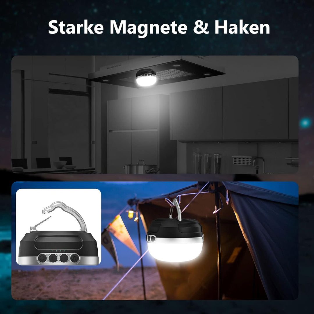 LED Campinglampe RGB Farbwechsel, 8400mAh akku Camping Laterne mit USB C Aufladbar, 5 Lichtmodi, Stu