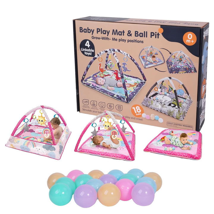 Sinbide Spieldecke für Babys, Spielmatte mit Spielbogen, Spielmatte und sensorische Spielzeuge für B