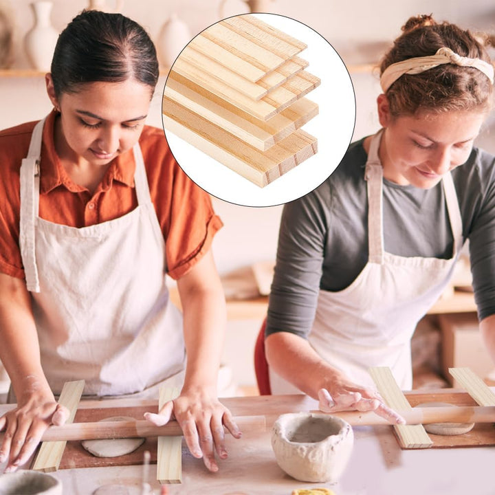 BENECREAT 10pcs Holzplatten Töpferei Werkzeuge, 5 Grösse Rechteck Mud Stick Guide für Töpferei Polym