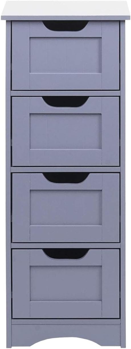 Mendler Kommode HWC-B65, Schubladenschrank Schrank, 4 Schubladen 80x30x30cm - grau, Grau