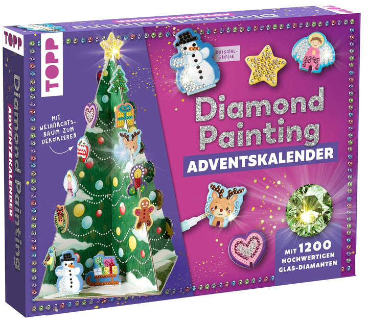 Weihnachtszauber - Der Diamond-Painting-Adventskalender. Mit Material und Werkzeug für 24 Baumanhäng