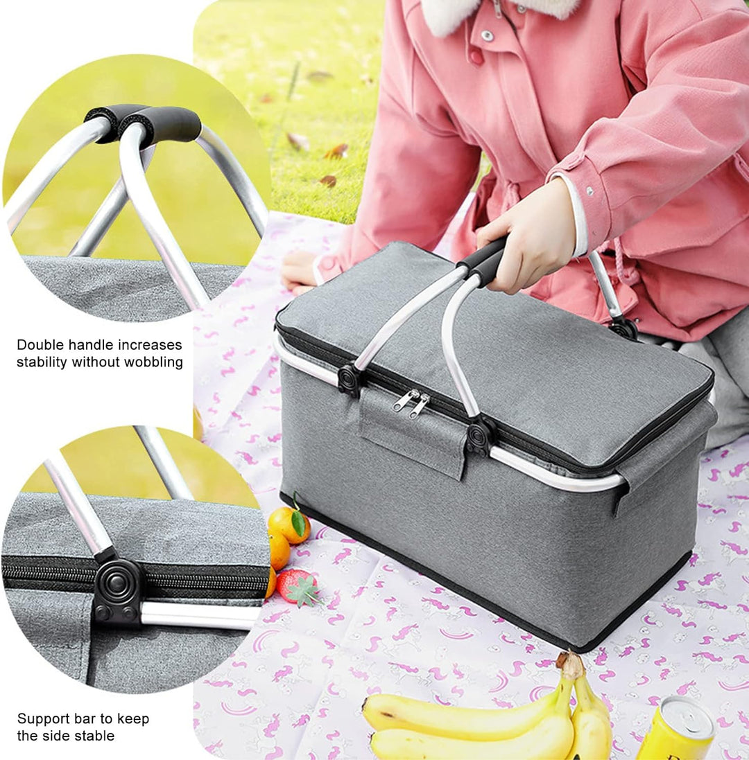 kyaoayo Picknickkorb Grosse, Kühltasche Einkaufskorb Lunchtasche Thermo,Frischtasche Thermotasche fü