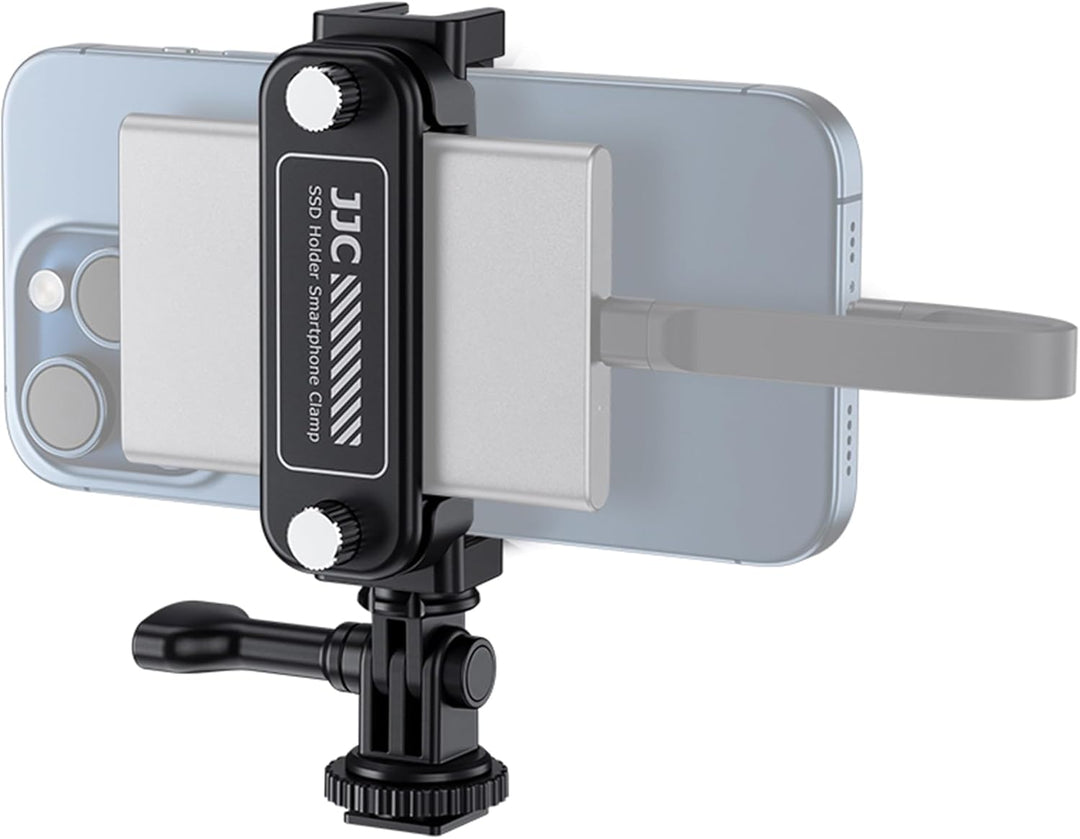 JJC Tragbare SSD-Halterung, Smartphone-Klemme für iPhone 16 15 Pro & Pro Max Galaxy Pixel Mate, 55–9