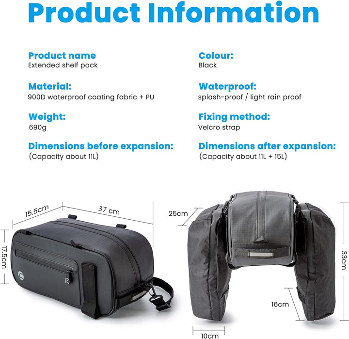 HOMPER Fahrrad Gepäckträgertasche 26 L wasserdichte Fahrradtasche für Gepäckträger, Multifunktionale