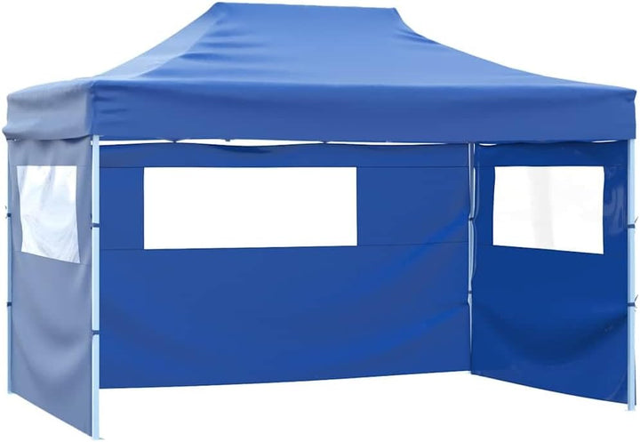 vidaXL Faltzelt mit 4 Seitenteilen 3x4,5m Blau Gartenzelt Partyzelt Festzelt, Blau