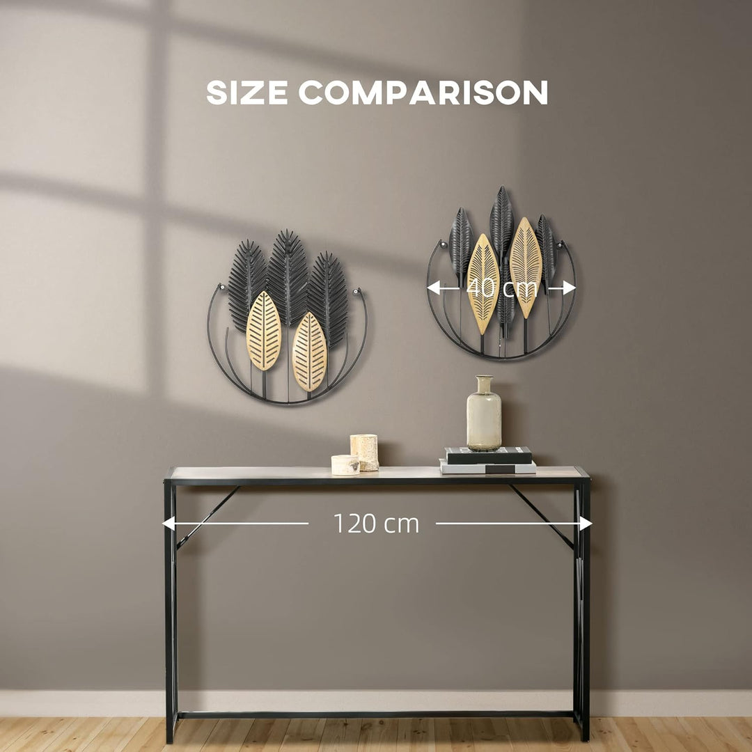 HOMCOM 2-Set 3D-Wandbild aus Metall Blätter Wandschmuck Wanddeko Wandverzierung modern Wohnzimmer-Ku