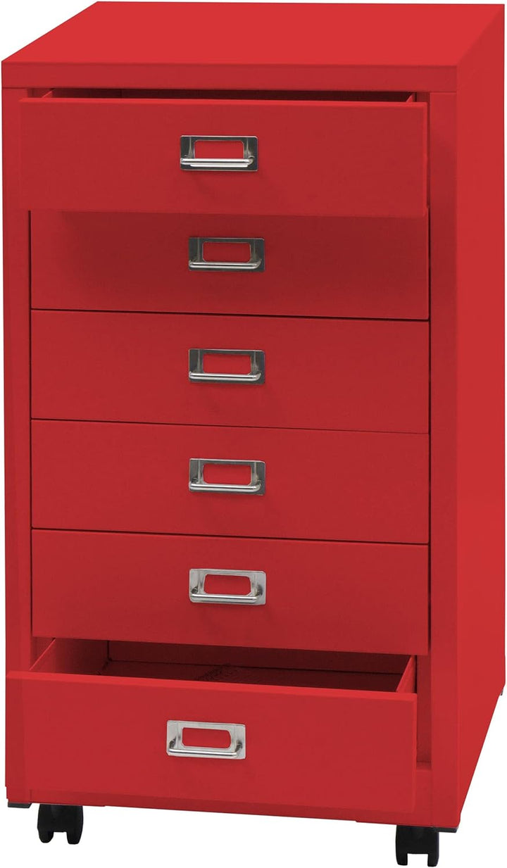Mendler Rollcontainer HWC-L49, Schubladenschrank Stahlschrank Aktenschrank, Metall 75x40x41cm 6 Schu