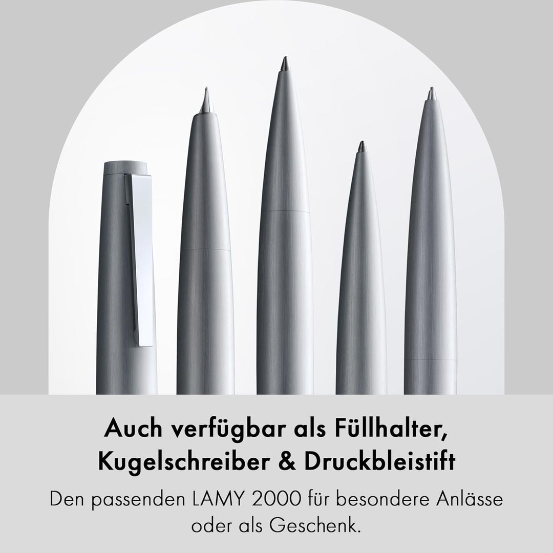 LAMY 2000 Tintenroller 302 - Rollpen aus Edelstahl samtmattiet in der Farbe Silber – Mit Tintenrolle